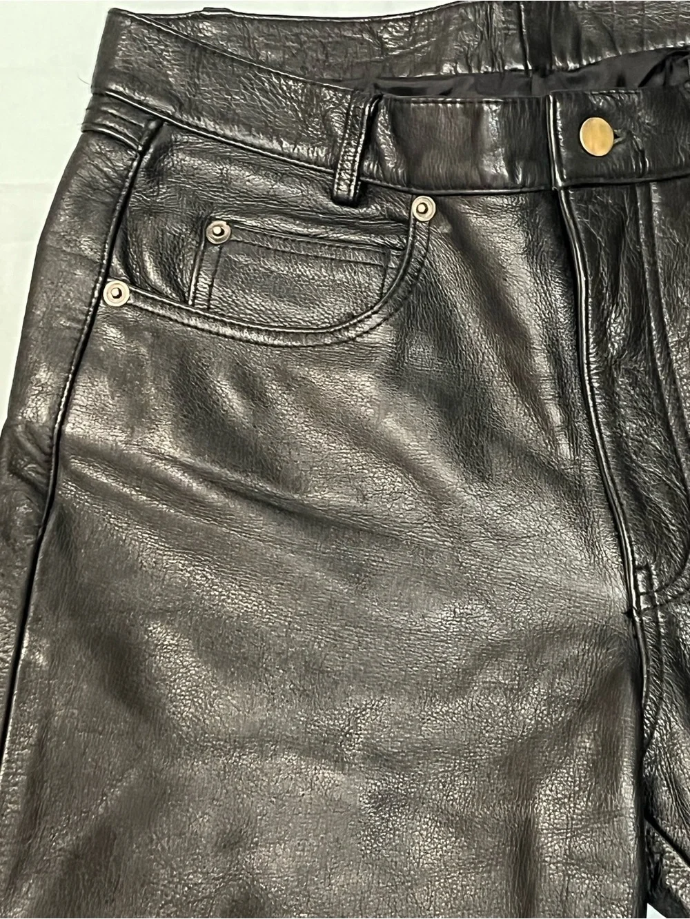 90s Wilson’s Men's Black Leather pants - Classic Five-Pocket Sz 32 biker